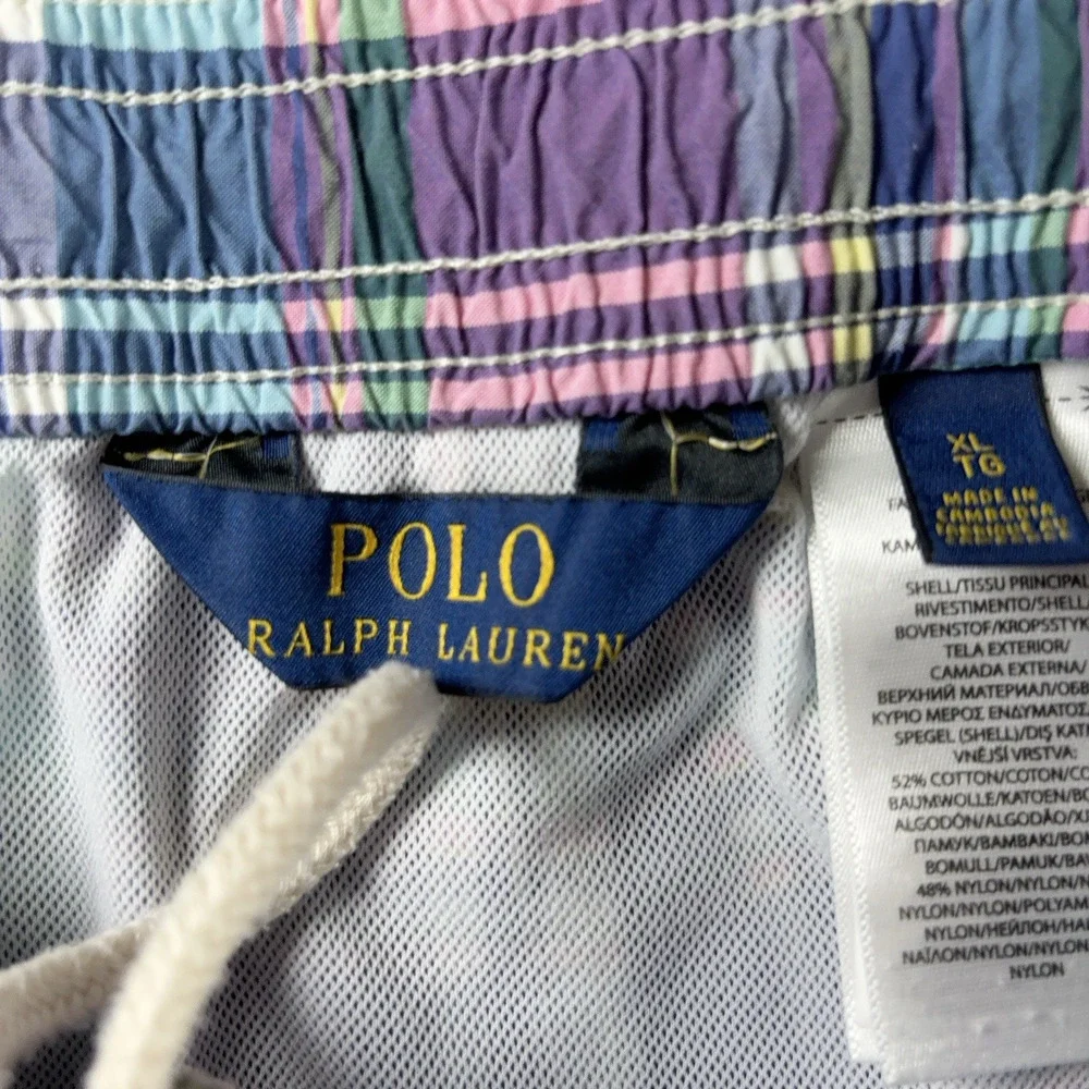 Polo Ralph Lauren Swim Trunks Men's Size XL Pony Plaid Inseam 5
